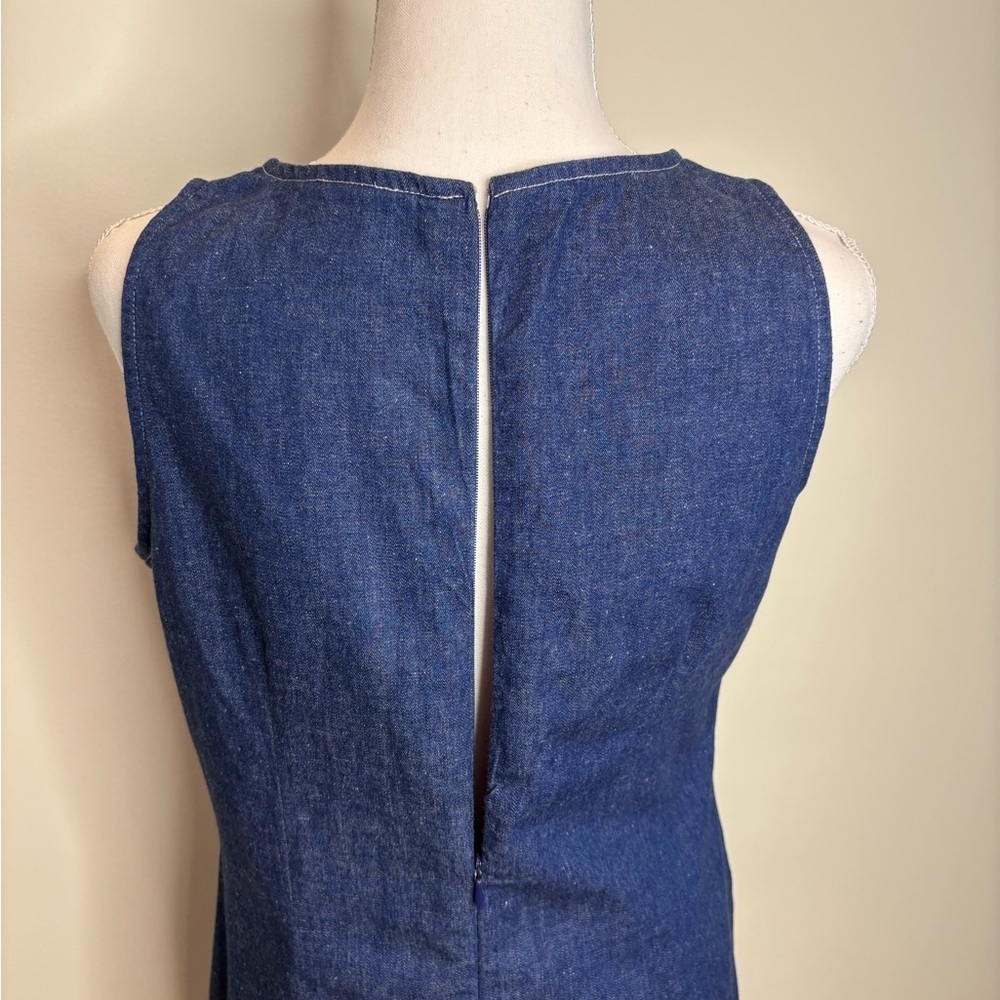 Vtg Positive Attitude Sleeveless Denim Sheath Dress with Pockets. Size 10 - Picture 4 of 12
